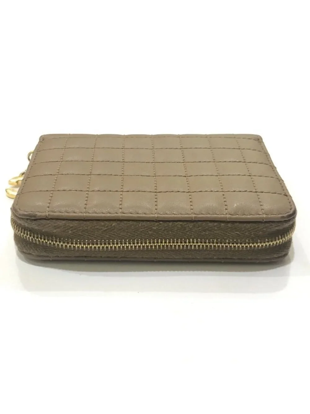 Celine Coin Case C Charm Compact Zip Wallet Leather Khaki Brown